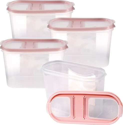 Vorratsdosen mit Deckel 1,4 Liter ( 4er Pack / Altrose ), Luftdicht Schüttdose BPA frei, Vorratsbehälter Set - Frischhaltedosen Klappdeckel