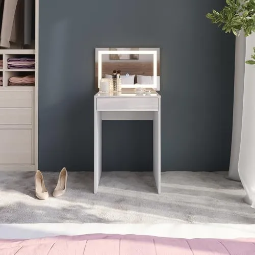 Vicco Schminktisch Sherry mit LED-Spiegel – Weiß Hochglanz von Vicco