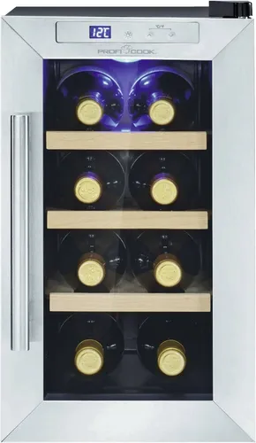 Proficook PC-WK 1233 Weinkühlschrank - Eleganter Tisch-Weinkühlschrank in Schwarz-Inox, ideal für die perfekte Weinlagerung mit Energieeffizienzklasse G und kompakten Maßen.