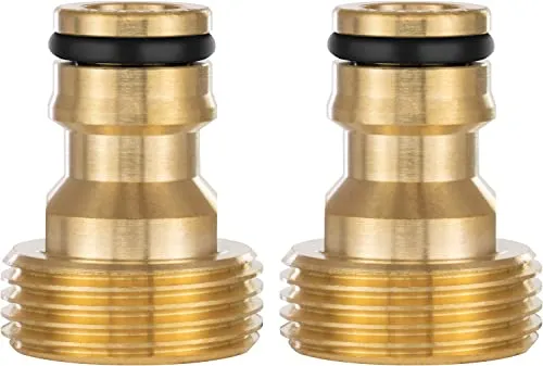 Poppstar 2er-Set Wasserhahn-Schlauchadapter 3/4 Zoll Außengewinde mit Steckkupplung (kompatibel mit Gardena Stecksystem)