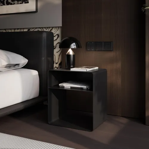 Idohome Nachttisch LANA mit Ablage, 45 × 50 cm, Schwarz