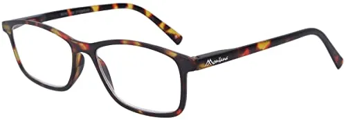 Super flache Lesebrille MR51 aus hochwertigem Kunststoff mit Federscharnier und Etui Havanna + 1,00 dpt