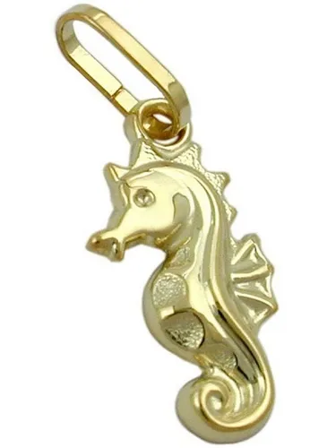 Gallay Seepferdchen Kettenanhänger 9Kt Gold - Eleganter 14x7mm Anhänger aus 9 Karat Gelbgold, ideal für individuelle Schmuckgestaltungen und persönliche Gravuren. Ein modernes Accessoire für jeden Anlass.