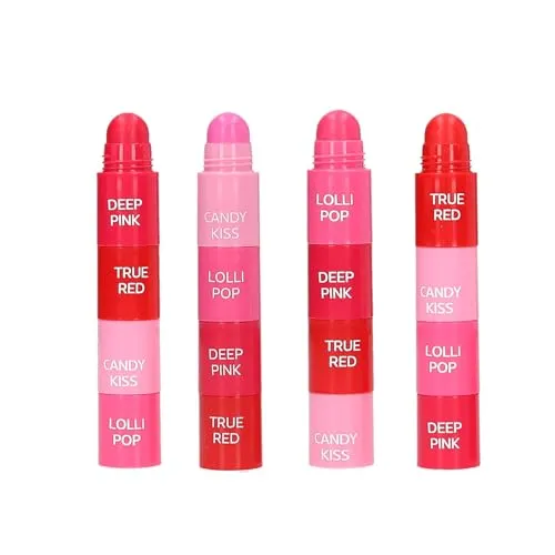 Depesche 14075 TOPModel Candy Glam Tinted Lipbalm - Lippenpflege Set, mit 4 einzelnen Farben, von Rot bis Rosé, zum Zusammenstecken, mit süßem Zuckerwatte-Duft