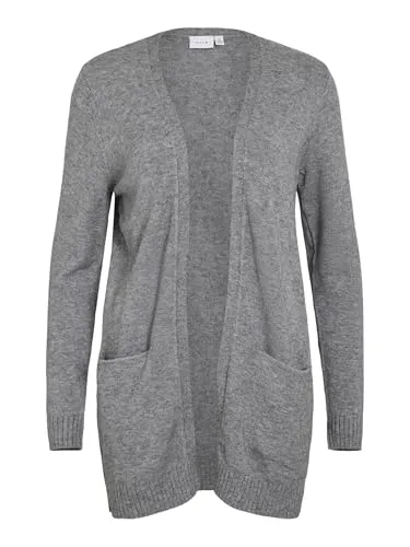 Vila Strickjacke VIRIL OPEN L/S KNIT CARDIGAN in grau von VILA