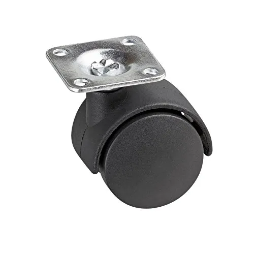 Metafranc Doppelrolle Ø 40 mm - 38 x 38 mm Platte - Kunststoff-Rad - Harte Lauffläche - Gleitlager - 20 kg Tragkraft / Transportrolle / Möbelrolle / Containerrolle / 800100