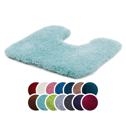 liebling Superior Badteppich mit Ausschnitt und Anti-Rutsch-Beschichtung, 100% Polyester (Mikrofaser), 50 x 45 cm, 30 Grad waschbar, Fußbodenheizung geeignet, Farbe: Mint