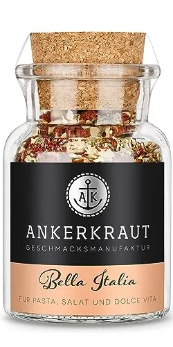 Ankerkraut Bella Italia, Gewürzmischung für Nudelsalat und Salat, Salate mit Gewürz würzen, Gewürze für Pasta und Nudeln, 65 g im Korkenglas