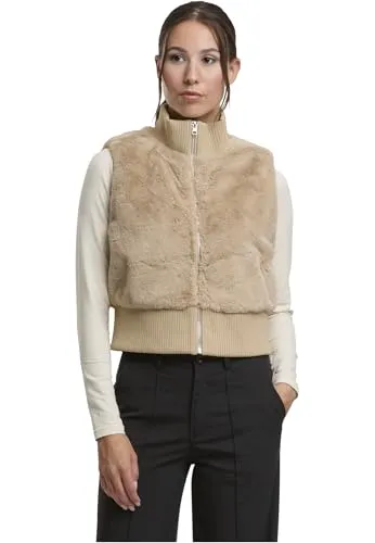 Urban Classics Damen Weste Ladies Cropped Faux Fur Vest