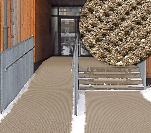 AntiRutsch Sicherheitsmatte PRO Beige 1,20 x 0,50 Meter - Maximale Rutschfestigkeit für sichere Eingänge und Terrassen. Witterungsbeständig und langlebig – ideal für Innen- und Außenbereiche. Exklusiv bis 30 Meter am Stück erhältlich.