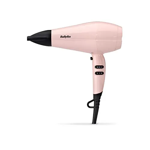 BaByliss Rose Blush Haartrockner 2200 Watt - Haartrockner mit 2200 Watt für schnelles Trocknen und Ionen-Technologie gegen Frizz. 3 Temperatur- und 2 Geschwindigkeitsstufen für individuelles Styling.