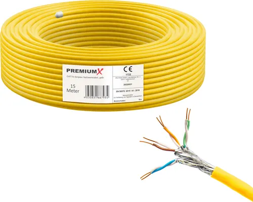 PremiumX 15m CAT 7A Netzwerkkabel Simplex - Hochgeschwindigkeits LAN Kabel für Datenübertragungen bis zu 10 Gbit/s, ideal für strukturierte Verkabelungen und zukunftssicher für Multimedia-Anwendungen.