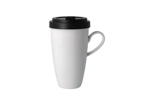 Kaffee to go mit Henkel und Deckel 500ml - Goebel Porzellan - Kaffeetassen & Becher, aus feinstem Fine Bone China, mit dicht schließendem Deckel für längere Wärmehaltung und ideal für unterwegs.