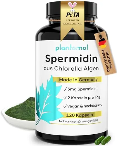 Spermidin Kapseln hochdosiert aus Chlorella Algen Extrakt - plantomol® 120