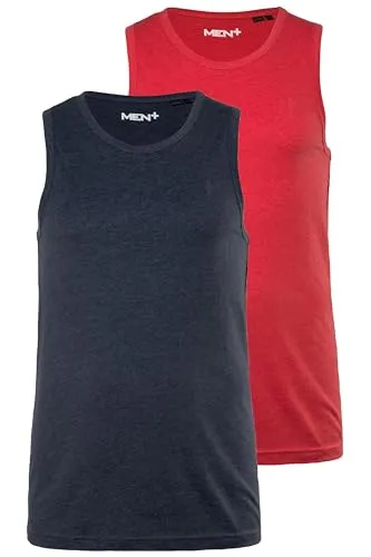 Men Plus T-Shirt Tanktop Basic 2er-Pack Rundhals rot 5XL - Hochwertiges 2er-Pack Tanktops in Rot, ideal für den täglichen Einsatz. Aus einer bequemen Baumwoll-Polyester-Mischung, OEKO-TEX® zertifiziert für geprüfte Qualität.
