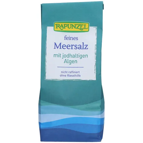 Rapunzel Meersalz jodiert bio - Bio-Meersalz mit natürlicher Jodierung durch Meeresalgen aus Island, ideal für gesundheitsbewusste Ernährung und vielseitig in der Küche einsetzbar.