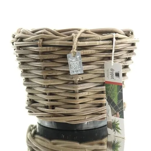 Van der Leeden DRYPOT® Rattan Pflanzgefäß Grau Ø ca. 24 cm - Sylter Körbe