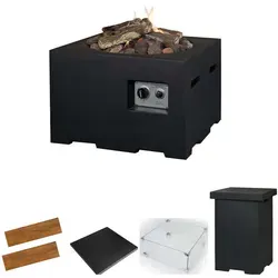 Happy Cocooning Mania Feuertisch 12 kW - Quadratisch 60x60 cm - Kompaktes Feuertisch-Set aus Edelstahl, ideal für gemütliche Abende im Freien. Mit Propan betrieben und 12 kW Leistung für wohlige Wärme.