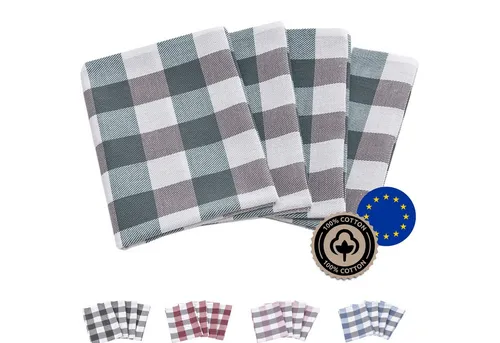 Zestri Geschirrtuch 4er-Set kariert aus 100% Baumwolle, (4 Stück), mit Aufhänger - Geschirrtücher für Küche - saugstark