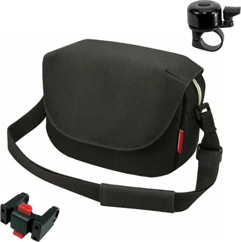 Rixen & Kaul Reisen-thel Lenkertasche Schultertasche Funbag Schwarz mit Lenkeradapter inkl. Fahrradklingel