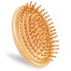 Bambus Haarbürste - Anti-Statische Massagebürste für Alle Haartypen - Vielseitige Bambus Haarbürste für alle Haartypen. Reduziert Frizz und statische Elektrizität, bietet eine angenehme Kopfhautmassage und ist ideal für unterwegs dank ihrer kompakten Größe.