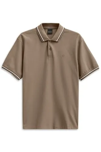 bugatti Poloshirt mit kurzer Knopfleiste in Taupe, Größe M von Bugatti
