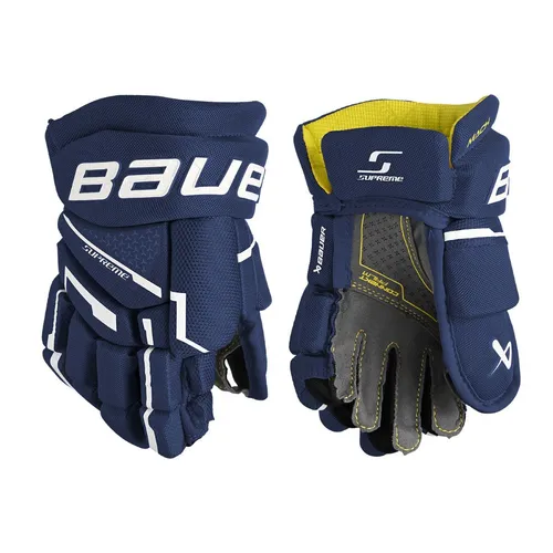 Bauer Supreme MACH Bambini Eishockey-Handschuhe - Unisex Eishockey-Handschuhe in navy für Kinder, Größe 8 Zoll. Optimale Beweglichkeit und Schutz für kleine Spieler beim Eishockey und Rollhockey.