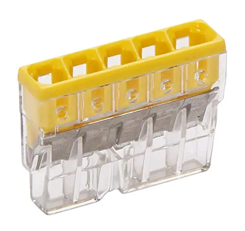 Kopp 33346412 Wago Compact-Verbindungsdosenklemme 5-Leiter-Klemme gelb 0, 5-2, 5 mm² Inhalt 10 Stück, Transparent/gelb