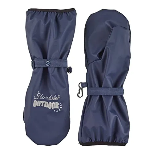 Sterntaler Handschuh mit Stulpe uni - Jungen Matsch Handschuhe mit langem Schaft, verschweißten Nähten und reflektierendem Detail - gefütterte Baby und Kinder Regen Fäustlinge, marine, Größe 1