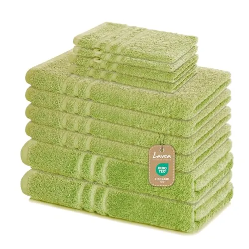 Lavea Handtuch Set Elena, 10-teilig, edles Design in grün von Lavea