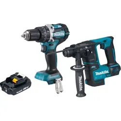 Makita DLX 2278 A1 Akku Kombo Kit – DHP 484 Schlagbohrschrauber & DHR 171 Bohrhammer - Kompakte Akku-Kombo: DHP 484 für flexibles Schrauben und Bohren sowie DHR 171 für präzises Hammerbohren. Beide Geräte mit langlebigem bürstenlosem Motor und LED-Beleuchtung für optimale Sicht.