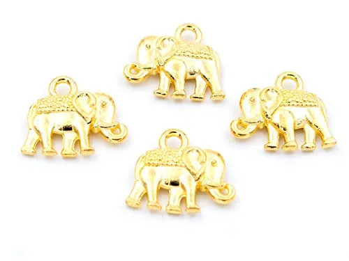 Vintageparts FACHHANDEL FÜR SCHMUCKZUBEHÖR 8 Anhänger als indische Elefanten in goldfarben