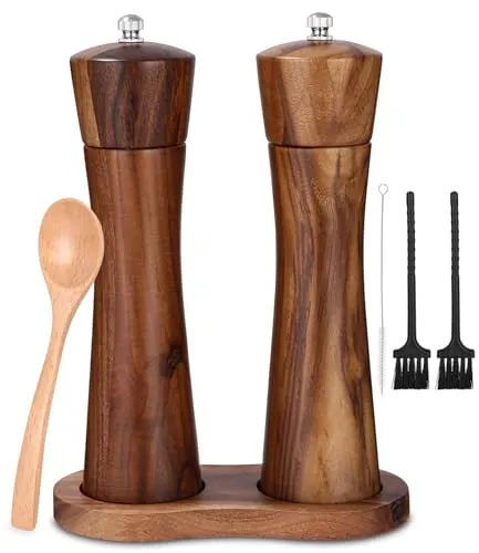 Salz und Pfeffermühle Holz 2er Set mit Keramikmahlwerk