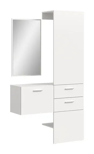 freiraum Garderoben-Set Vaga, (3-teilig), (3-teilig) Klappe, Schübe, Spiegel / Weiß - 104x190x36cm (BxHxT)