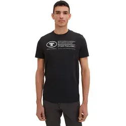 Tom Tailor Herren T-Shirt PRINTED CREWNECK Regular Fit Schwarz 29999 S