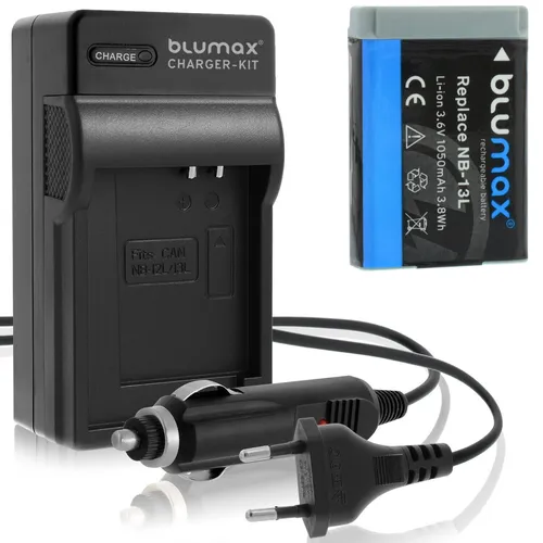 1x Akku + Lader für Canon NB-13L PowerShot G5X G7X G9X 1050 mAh (3,6V)