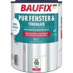 Produktbild BAUFIX PUR Fenster- & Türenlack weiss seidenmatt, 1 Liter, Weißlack - Weiß