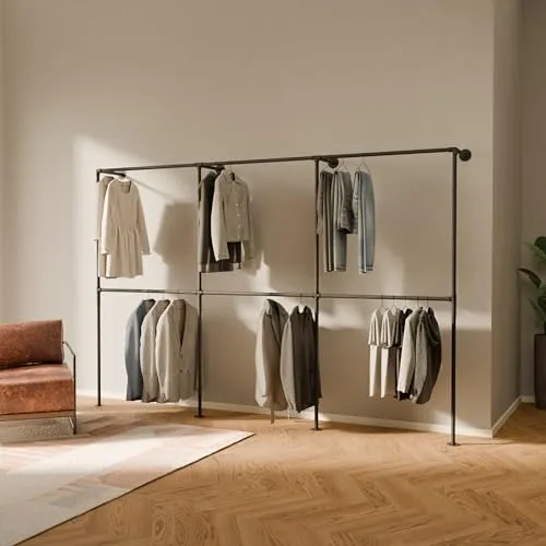 pamo. design Kleiderständer TIM DOUBLE Industrial zur Wandmontage - Stilvolle Kleiderstange im Industrial Design, ideal für platzsparende Wandmontage. Inklusive Montagezubehör für einfachen Aufbau und Pflegehinweise.