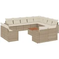 vidaXL 13-tlg. Garten-Sofagarnitur Beige mit Kissen