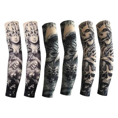 Stück Fake Tattoo ärmel Herren Set,Armstrumpf Strumpf Temporäre Tätowierung,Sleeve Kinder Outdoor Tatoo Schutz,Sonnencreme Abdeckung,Abdeckärmel,für Fasching Party,Rockstar Kostüm,Karneval,Halloween 6