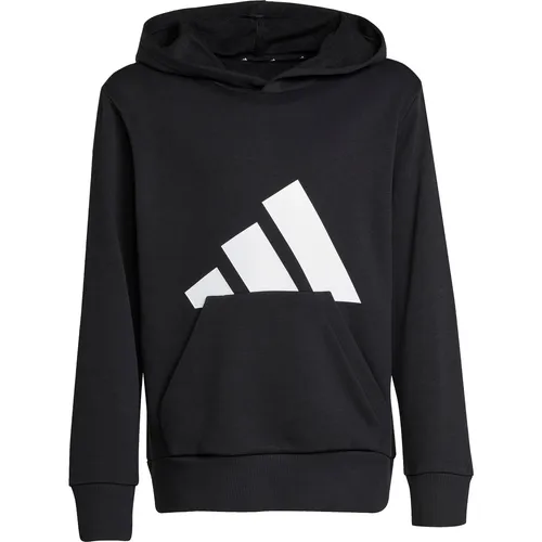 adidas BIG LOGO Hoodie für Jungen – Schwarz/Weiß, Größe 140 - Kleidung für Kinder, mit fester Kapuze und Kängurutasche; großer Logoprint und French-Terry-Material für hohen Tragekomfort.