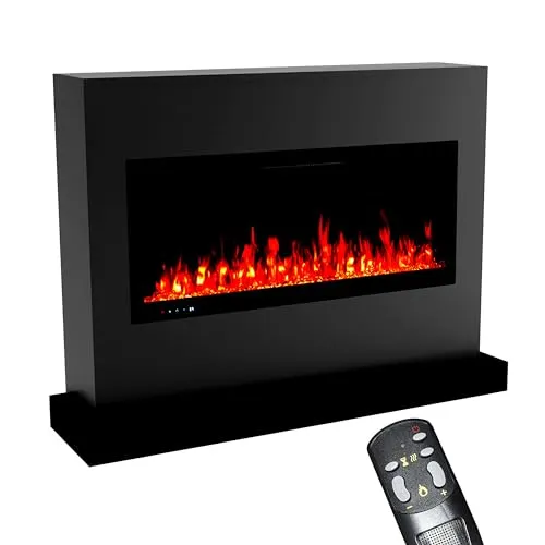 GLOW FIRE Elektrokamin Zeus mit Heizung - Elektrischer Kamin mit 5-farbigem LED-Feuer, energiesparende Heizfunktion und Fernbedienung für behagliche Winterabende ohne Schornstein.