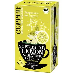 Cupper Tee Superstar Lemon und Ginger, Früchtetee, BIO, 20 Teebeutel, 50g