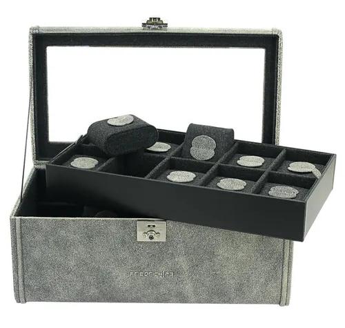 Uhrenbox für 20 Uhren aus echtem Leder im Vintage-Look - Elegante Aufbewahrungsbox aus grauem Leder für bis zu 20 Uhren, ideal für Sammler und Liebhaber, neu und originalverpackt.