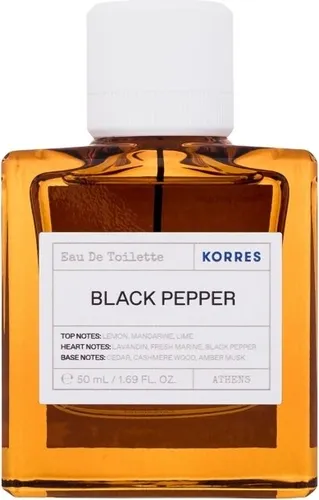 Korres Black Pepper Eau de Toilette 50 ml - Herrendüfte mit provokantem Charakter, vereint frische Zitrusnoten mit würzigem schwarzen Pfeffer und holzigen Basisnoten für einen einzigartigen Duft.