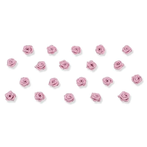 Creativery Satinrosen 10mm 20 Stück - Farbauswahl in 10/15/20/30/60mm - farbecht & waschbar - Kleine Stoffrosen zum Aufnähen - Satin Röschen zum Basteln Nähen Kleben Dekorieren - Altrosa