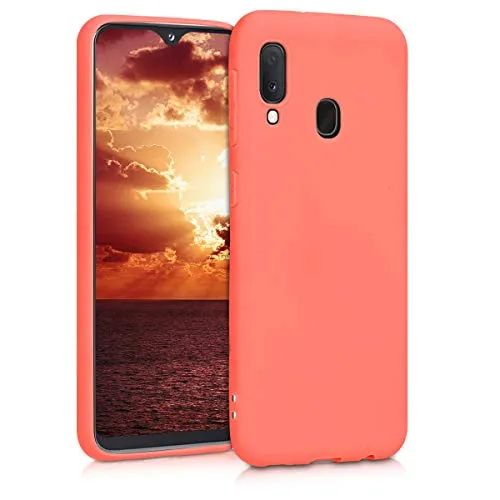 kwmobile Handyhülle für Samsung Galaxy A20e Hülle - TPU Case - Kabelloses Laden - Schutzhülle Cover in Leuchtende Koralle