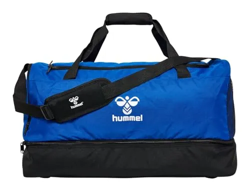 Hummel Sporttasche Core 2.0 Sports Bag L - 75 Liter, blau mit Schuhfach - Klassische Sporttaschen mit 75 Litern Volumen, ideal für Sport und Reisen. Praktisches Schuhfach und stabilisierender Boden sorgen für Ordnung und Langlebigkeit.