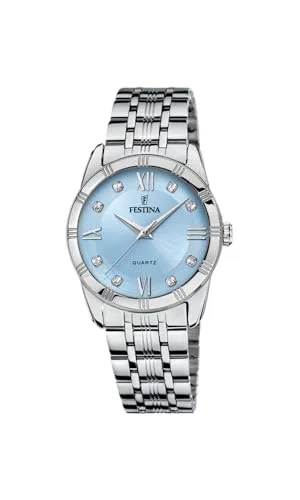 Festina MADEMOISELLE F16940/E Damenarmbanduhr - Armbanduhren mit elegantem Design, hellblauem Zifferblatt und funkelnden Kristallen. Ideal für stilbewusste Damen, die Qualität und Stil schätzen.