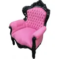 Produktbild: Casa Padrino Barock Sessel King Rosa / Schwarz mit Glitzersteinen - Limited Edition